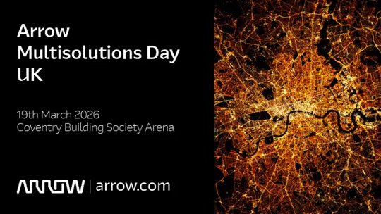 Arrow Multisolutions Day UK 홍보 그래픽, 2026년 3월 19일 Coventry Building Society Arena에서 개최 예정.