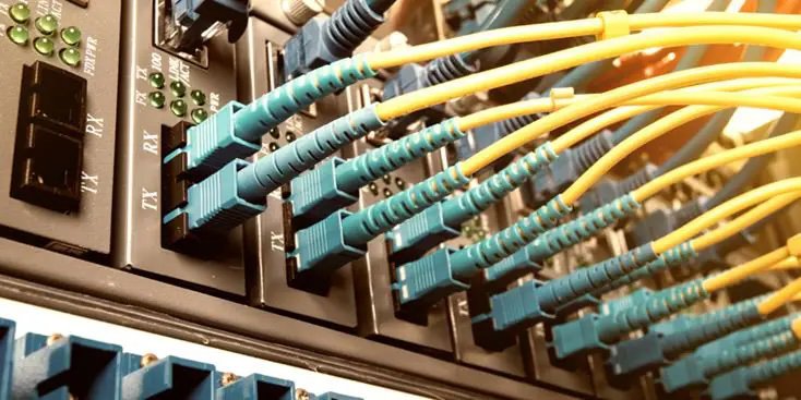 Close up of cables in the server room