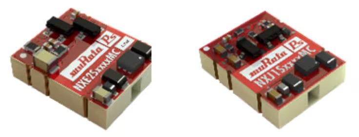 Two Murata electronic modules are shown, each featuring a compact red circuit board with various components.