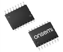 Two black integrated circuit chips, one of which clearly displays the 'onsemi' name. Both chips feature multiple metallic pins along their sides.