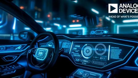 A high-tech car interior featuring a futuristic digital dashboard with glowing blue interfaces
