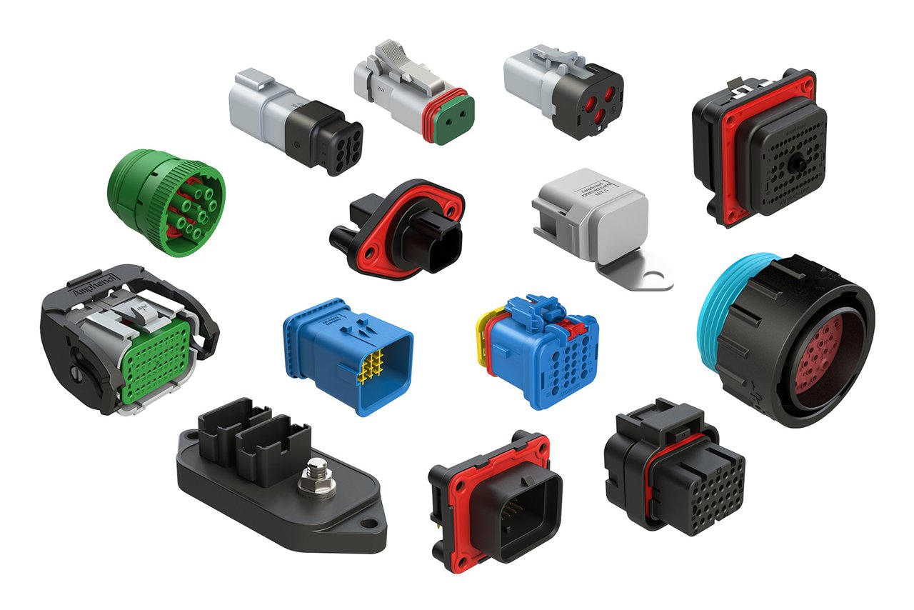 A collection of various automotive electrical connectors is displayed against a plain white background.