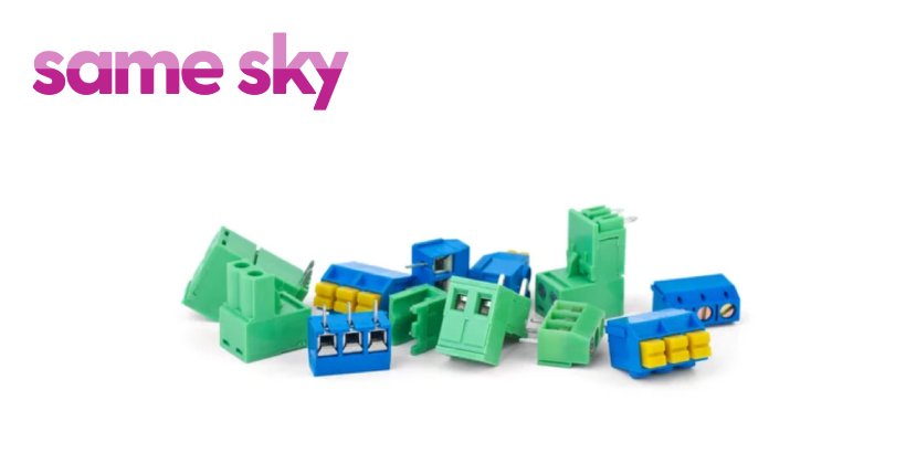 Image of a number of terminal blocks Same Sky logo present