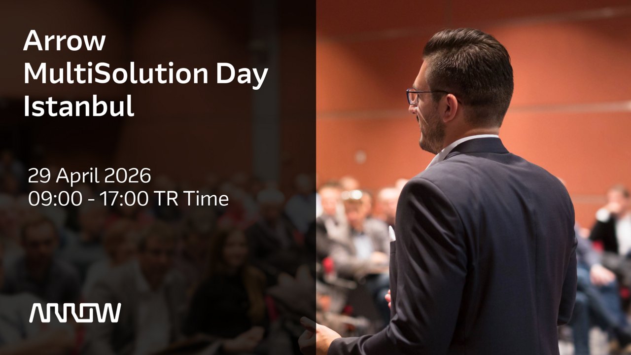 Event invitation graphic for Arrow MultiSolutions Day Austria, scheduled for Tuesday, 06 May 2026 at Avenue Airport City. 
