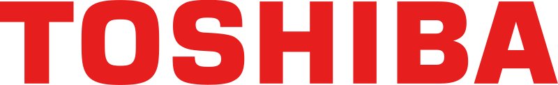 The image features the word TOSHIBA in bold red capital letters. The text is set against a gray and white checkerboard pattern indicating transparency. The design is simple and flat, with no additional graphics or elements. The overall style is clean and modern, suitable for digital use.