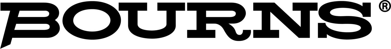 Black BOURNS text is displayed in a bold, stylized font across a horizontal checkered background. The letters are all uppercase with distinctive serifs and curves, giving the wordmark a technical yet modern appearance. A small registered trademark symbol appears at the upper right of the final letter. The grayscale checkered pattern behind the text adds contrast and highlights the central wordmark.