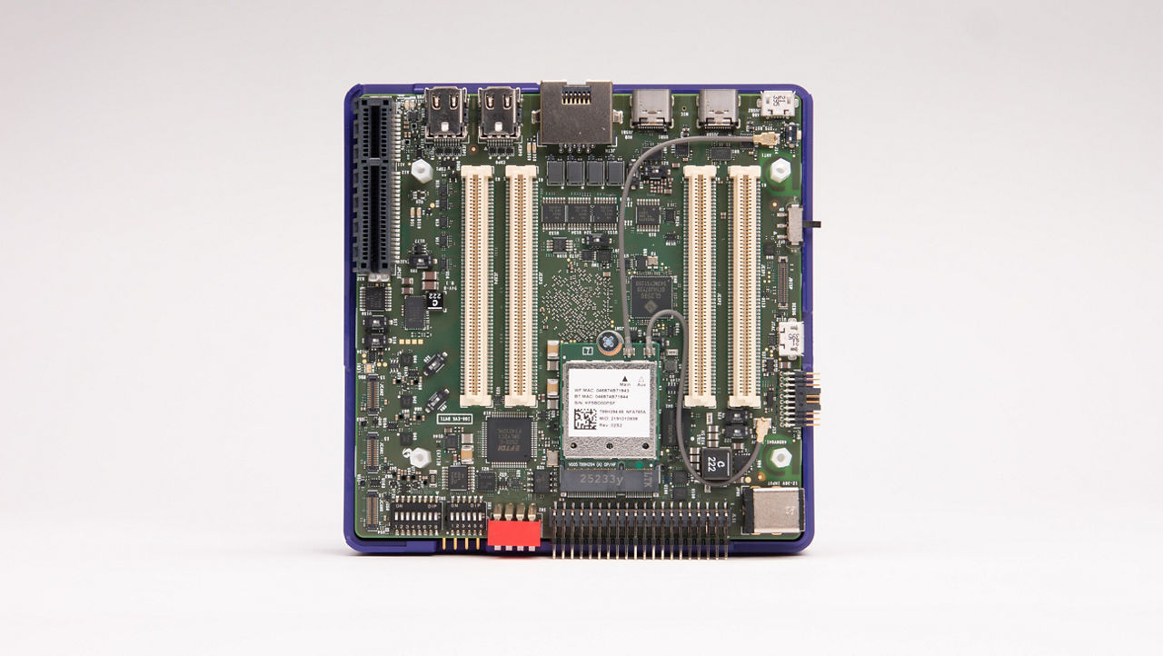 Close-up view of a Molex Extreme PowerEdge Plus card edge connector, showing its metallic contacts and robust design for high-power applications.