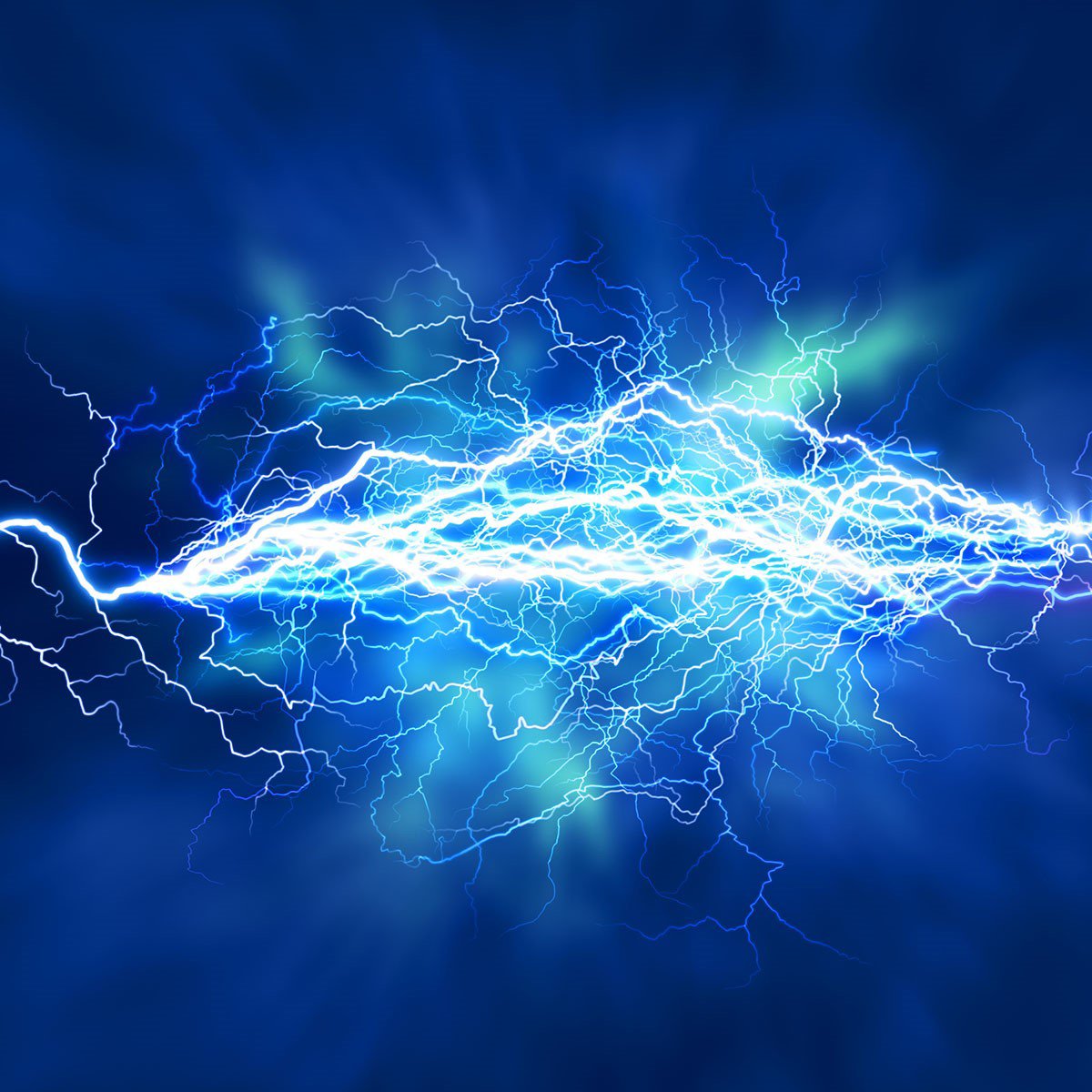 Image of a blue flash of lightning on a blue background