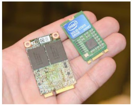 Close-up of an mSATA SSD