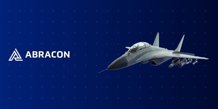 Abracon logo with fighter jet on blue