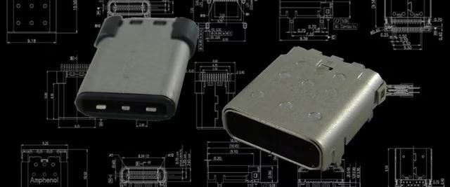 Due connettori USB-C sono mostrati su uno sfondo nero con dettagliati schemi tecnici.
