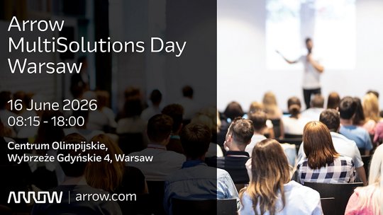 A professional conference event titled 'Arrow MultiSolutions Day Warsaw' is taking place at Centrum Olimpijskie, Wybrzeże Gdyńskie 4, Warsaw. 