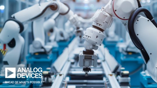 Imagen de brazos robóticos en una fábrica durante el trabajo