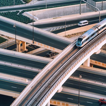 Various transport roads crossing each other 