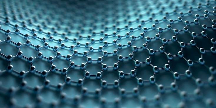 石墨烯晶格的详细视图，展示其六边形的分子结构。