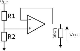 Operational amplifier circuit diagram with resistors.