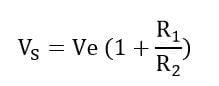 Voltage equation with resistors R1 and R2 