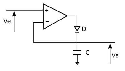 Electronic circuit diagram with op-amp and diode 