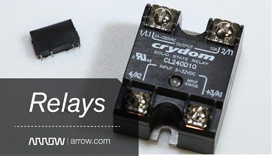 Close-up of a Crydom solid state relay model CL240D10 alongside a smaller electronic component. 