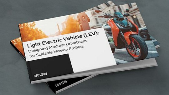 Brochure présentant un véhicule électrique léger (LEV), avec des groupes motopropulseurs modulaires pour des profils de mission évolutifs.