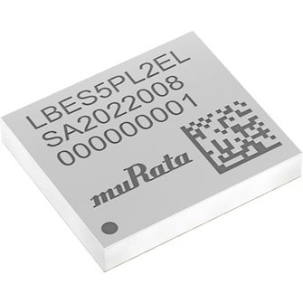 Close-up of a Murata electronic component featuring a QR code and visible text identifiers. 