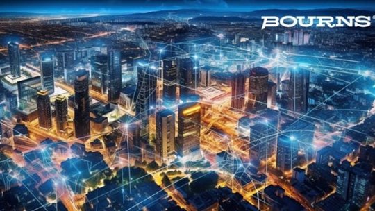 Bourns PFB Transformers for Smart Energy Infrastructure Portrayed Over a City