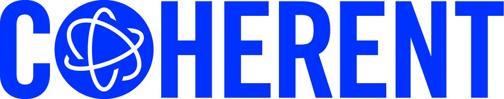 Blue COHERENT text is displayed in a bold sans-serif font against a transparent checkerboard background. 