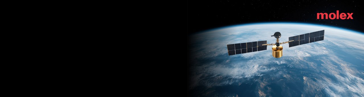 A satellite with extended solar panels orbits above the curved horizon of Earth. 