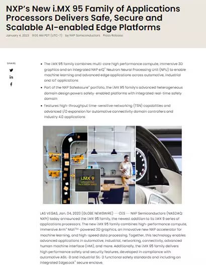 Read the Release: NXP’s New i.MX 95 Family article now