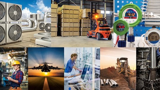 Collage of industrial equipment and diverse work settings