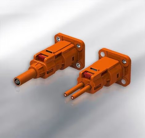 Close-up of two HV T&C components