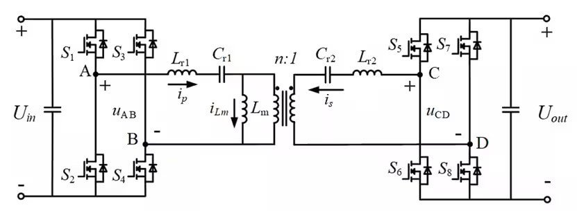 Diagram of resonant DC-DC converter with galvanic isolation