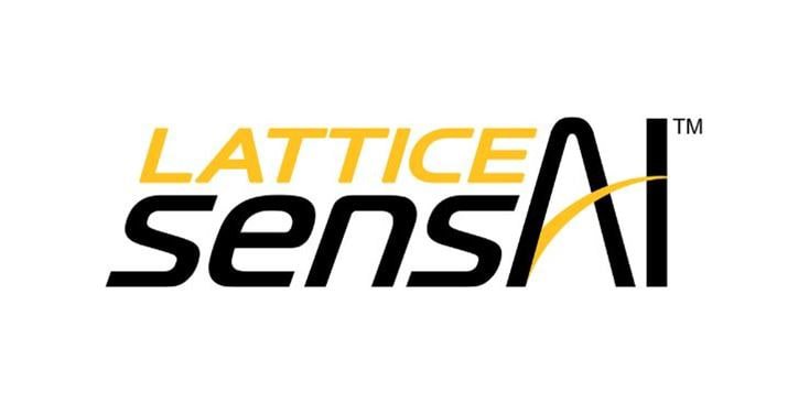 The image features the Lattice sensAI logo, with the word 'LATTICE' in uppercase yellow letters and 'sensAI' in bold black text. The 'AI' portion is stylized with a yellow swoosh.