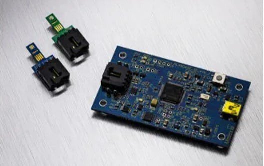 Blue circuit board with USB connectors