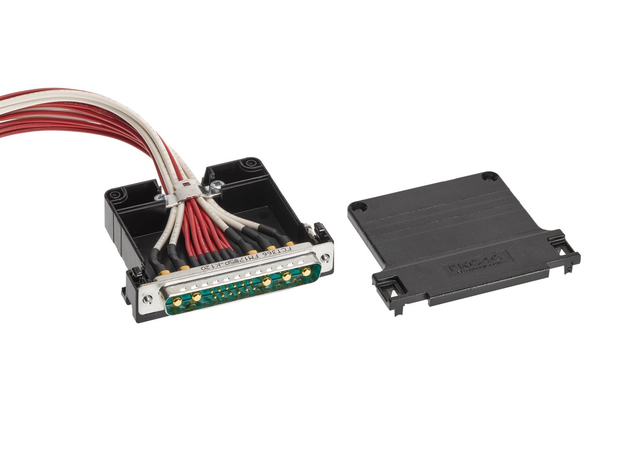 An electrical connector with multiple exposed red and white wires is displayed alongside its black protective cover. The connector features visible metallic pins and a compact design. The text 'PROCON' is clearly embossed on the cover, adding identifiable detail to the product.