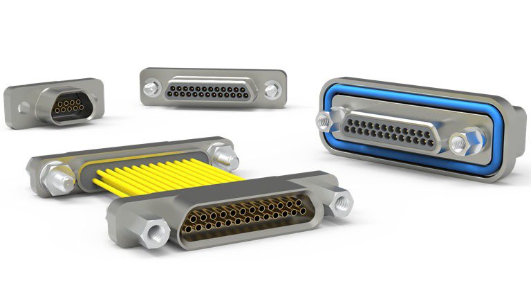 A collection of metal electrical connectors displayed on a white background