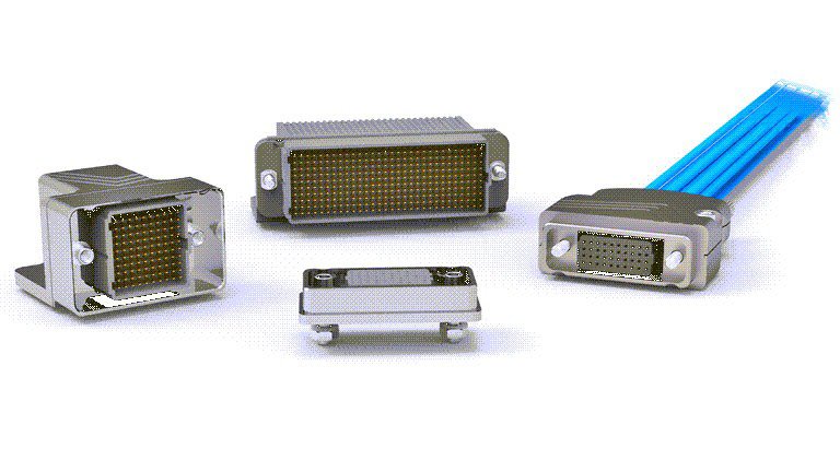 A set of metallic rectangular connectors displayed on a white background