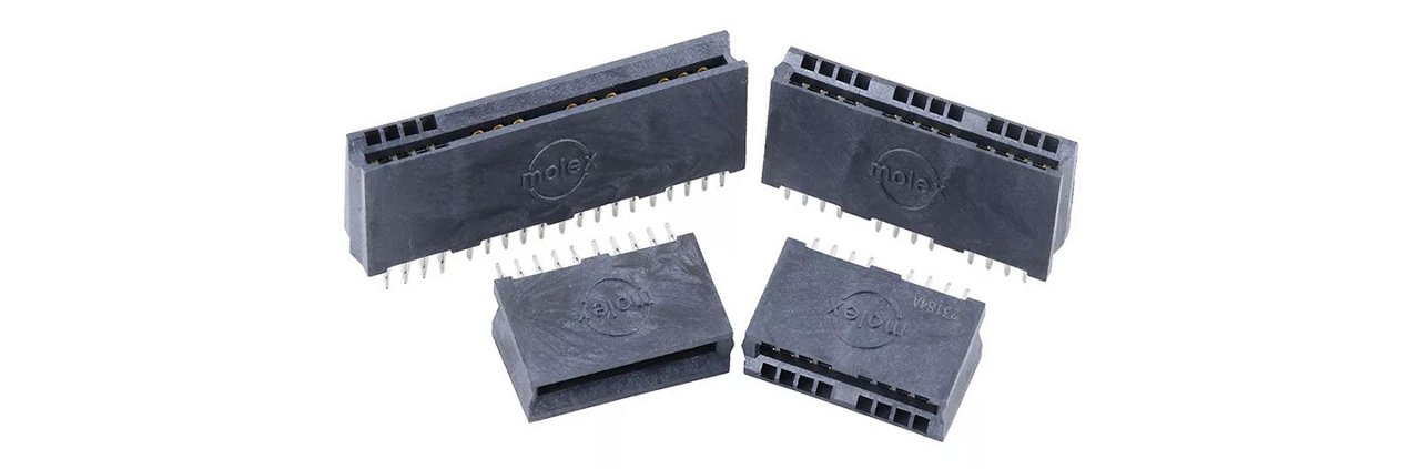 A set of black electrical connectors featuring pin terminals, arranged on a white background.