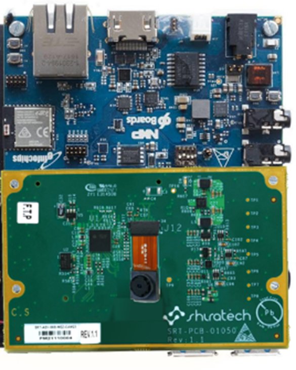 Two circuit boards are displayed, showcasing intricate electronic components and connectors