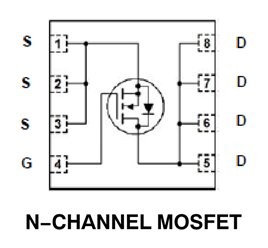 Technical illustration of an N-Channel MOSFET showing its pin configuration and internal circuit design