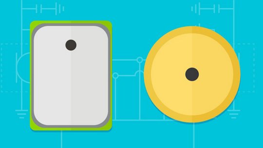 Samesky How to Choose the Right MEMS Microphone Interface Article Hero Image Electronic components, a rectangular chip and a circular disk, with circuit diagrams.