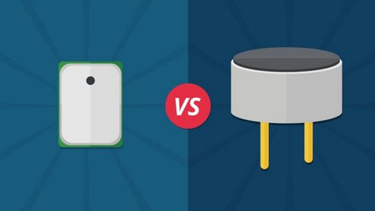 Illustration showcasing two electronic components side by side with a 'VS' symbol in the center