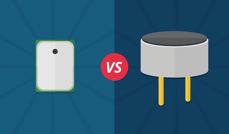 Illustration showcasing two electronic components side by side with a 'VS' symbol in the center