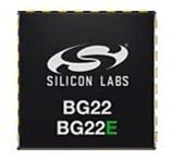 Close-up of a Silicon Labs BG22 microchip featuring visible text 'BG22' and 'BG22E' on its surface