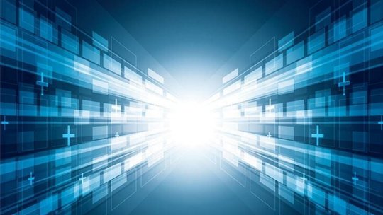 A futuristic digital design conveying speed, technology, and innovation