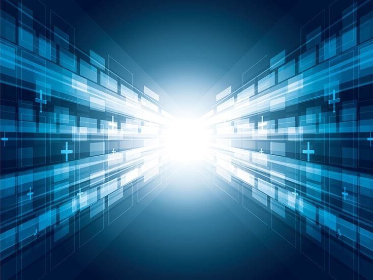 A futuristic digital design conveying speed, technology, and innovation