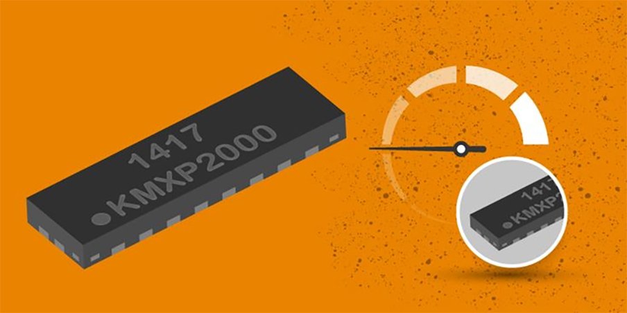 High-speed electronic component, the KMXP2000, depicted alongside a speedometer graphic, highlighting its performance.
