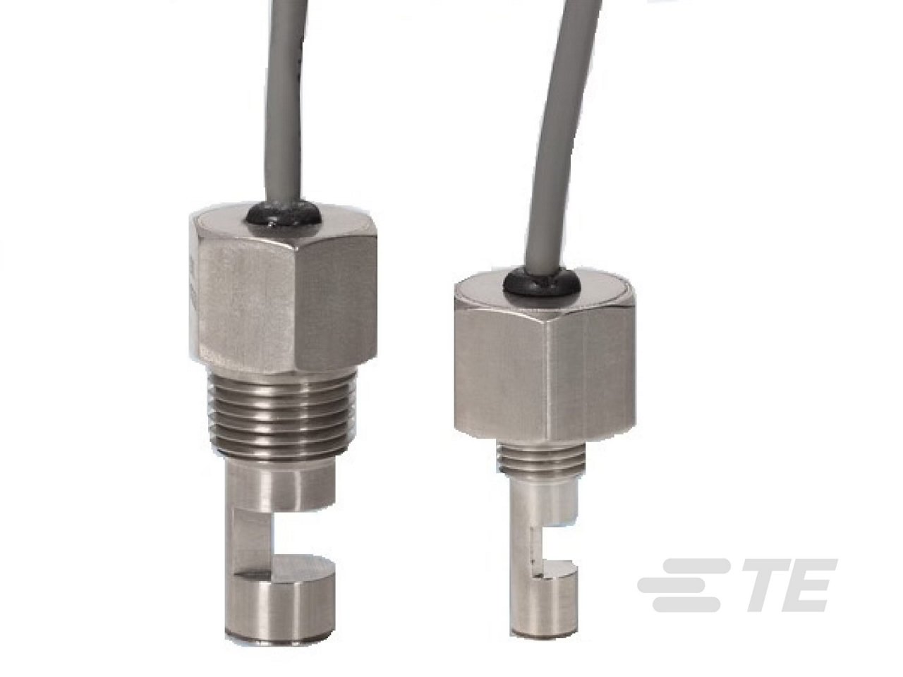 Two stainless steel industrial sensors are shown against a plain white background