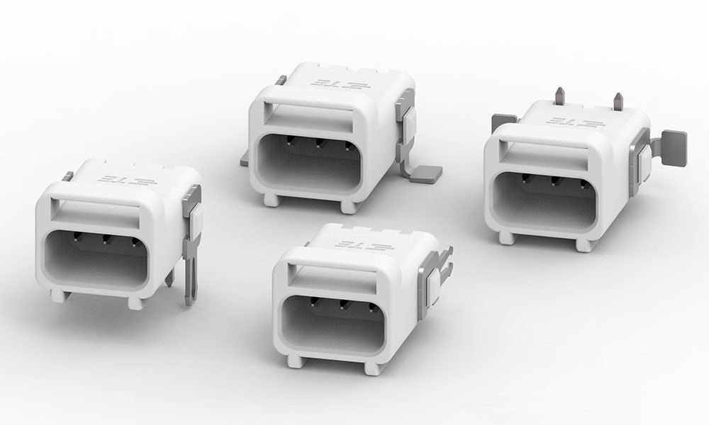 A set of four white USB connectors displayed on a clean, white background. 