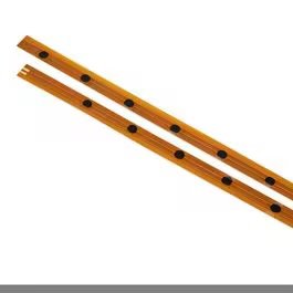 Two orange flexible circuit strips with evenly spaced black dots